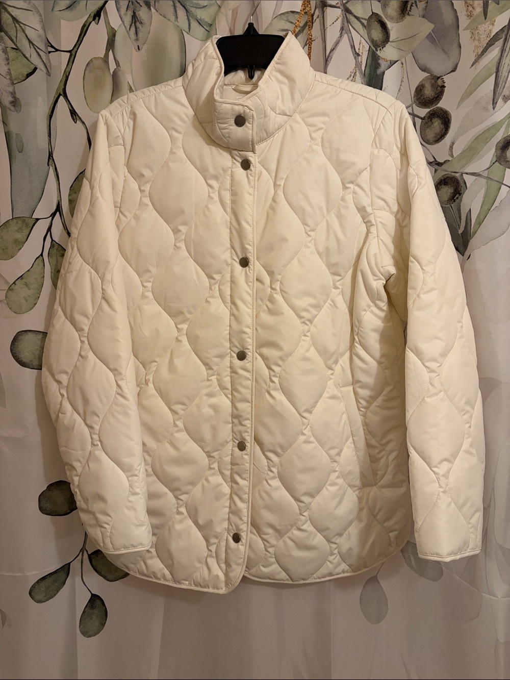 32 Degrees Cream Quilted Snap-Front Puffer Jacket